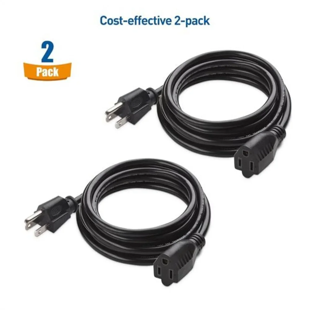Cable Matters 2-Pack 16 AWG Heavy Duty 13A Power Extension Cord 10 ft